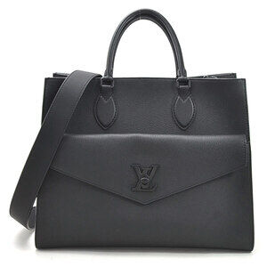 Louis Vuitton Lockme Tote Handbag Shoulder Bag Black Grained Calfskin Leather